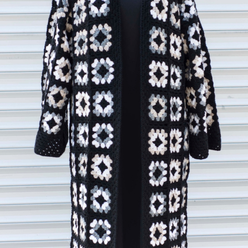 Black and white Granny square vintage cardigan